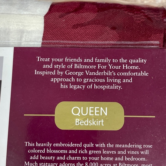 Biltmore Vista Quilt One Bedskirt Queen Red NEW NOS 60”X80” For Your House Belk. - Picture 6 of 13